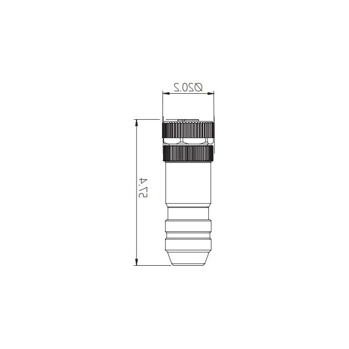 M12 5Pin, female straight, screw connection, metal shield, 64F541 